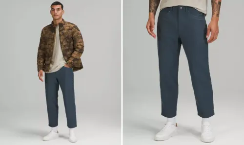 Two views of ABC Crop Pant Relaxed in blue